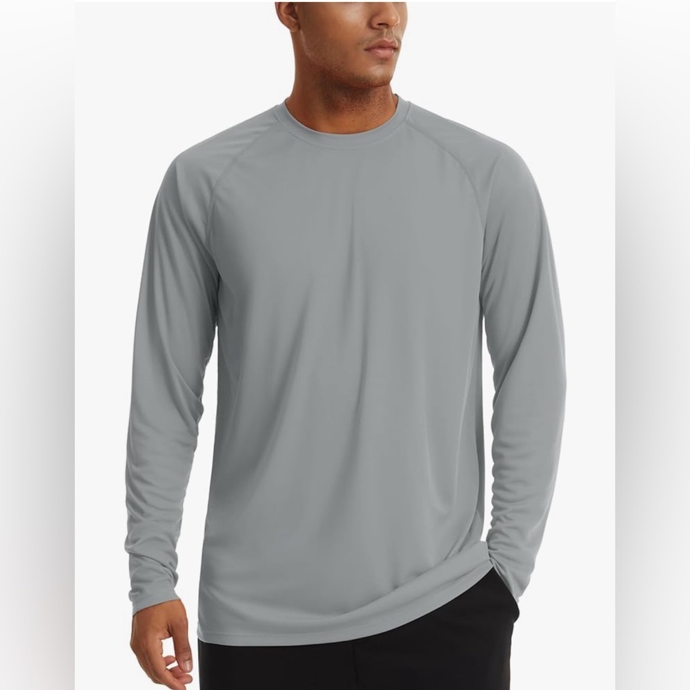 new-men’s long sleeve cotton, crewneck
Grey pullover active sweater